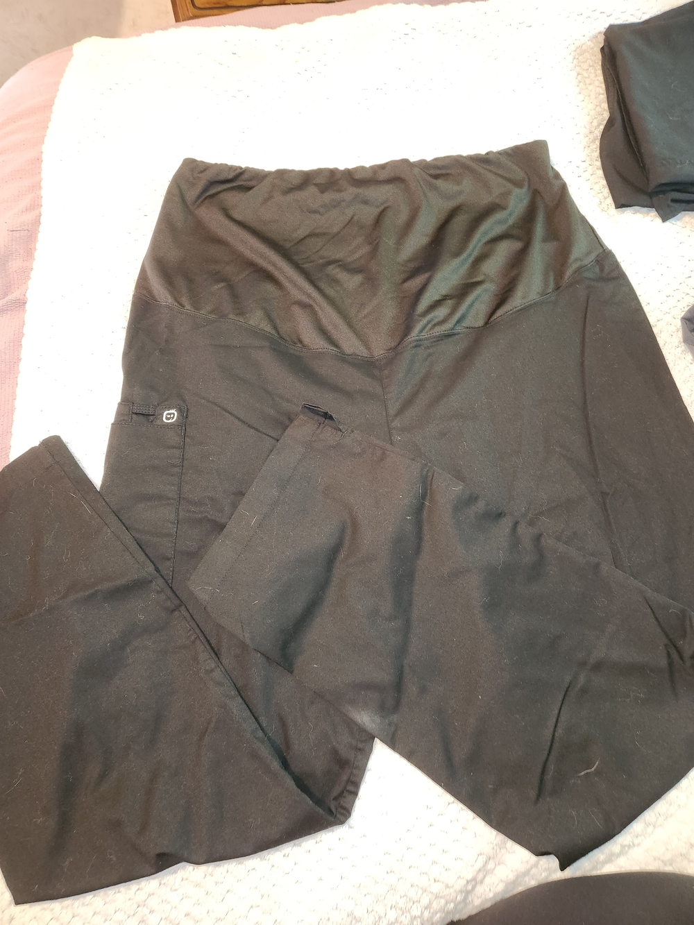 WonderWink Black Fold-Over Waistband Maternity/Stretch Leggings